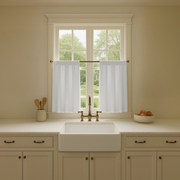 White Thermal Linen Kitchen Curtains