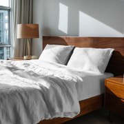 White Washed Linen Extra Deep Pocket Fitted Sheet Set Set
