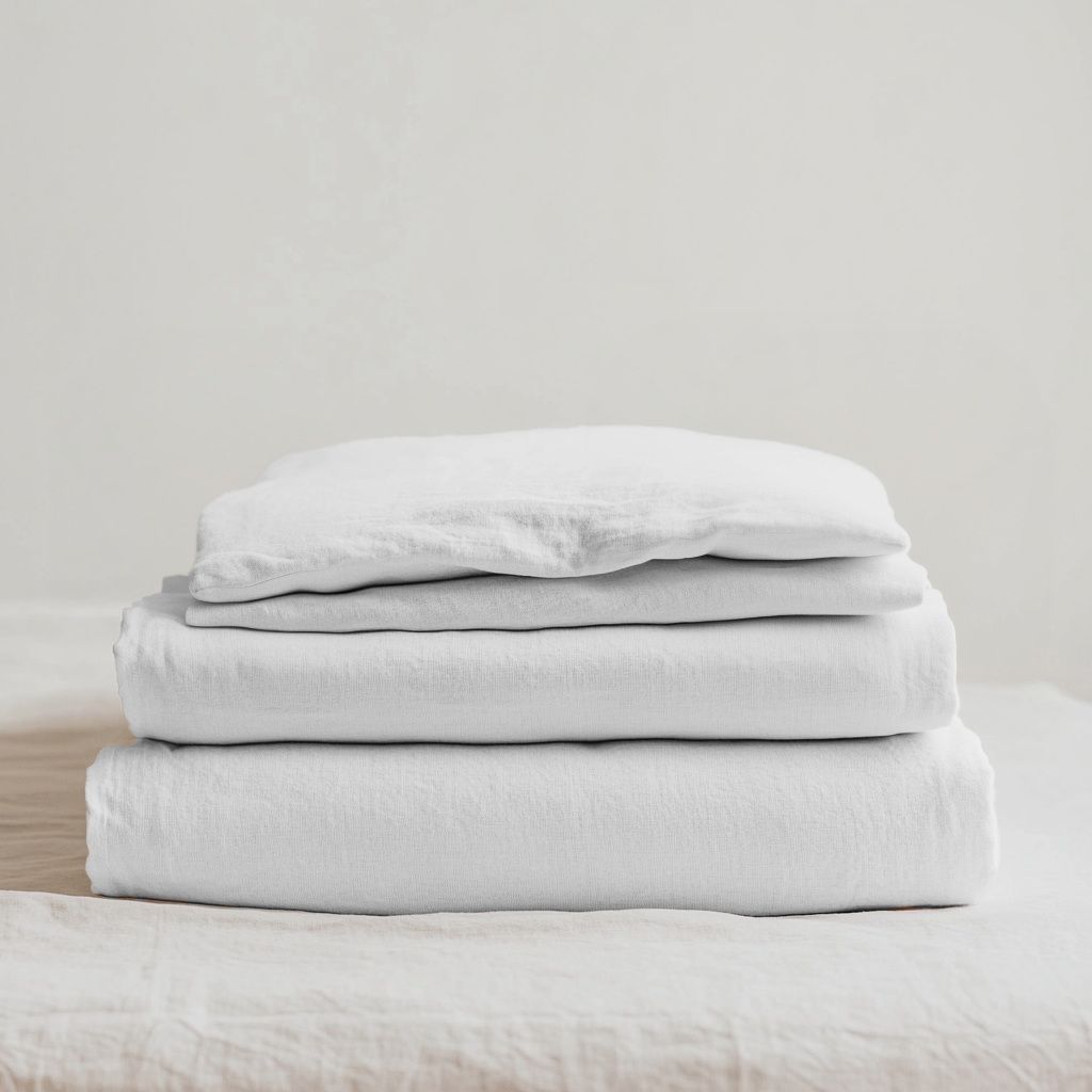 White Washed Linen Extra Deep Pocket Fitted Sheet Set Set