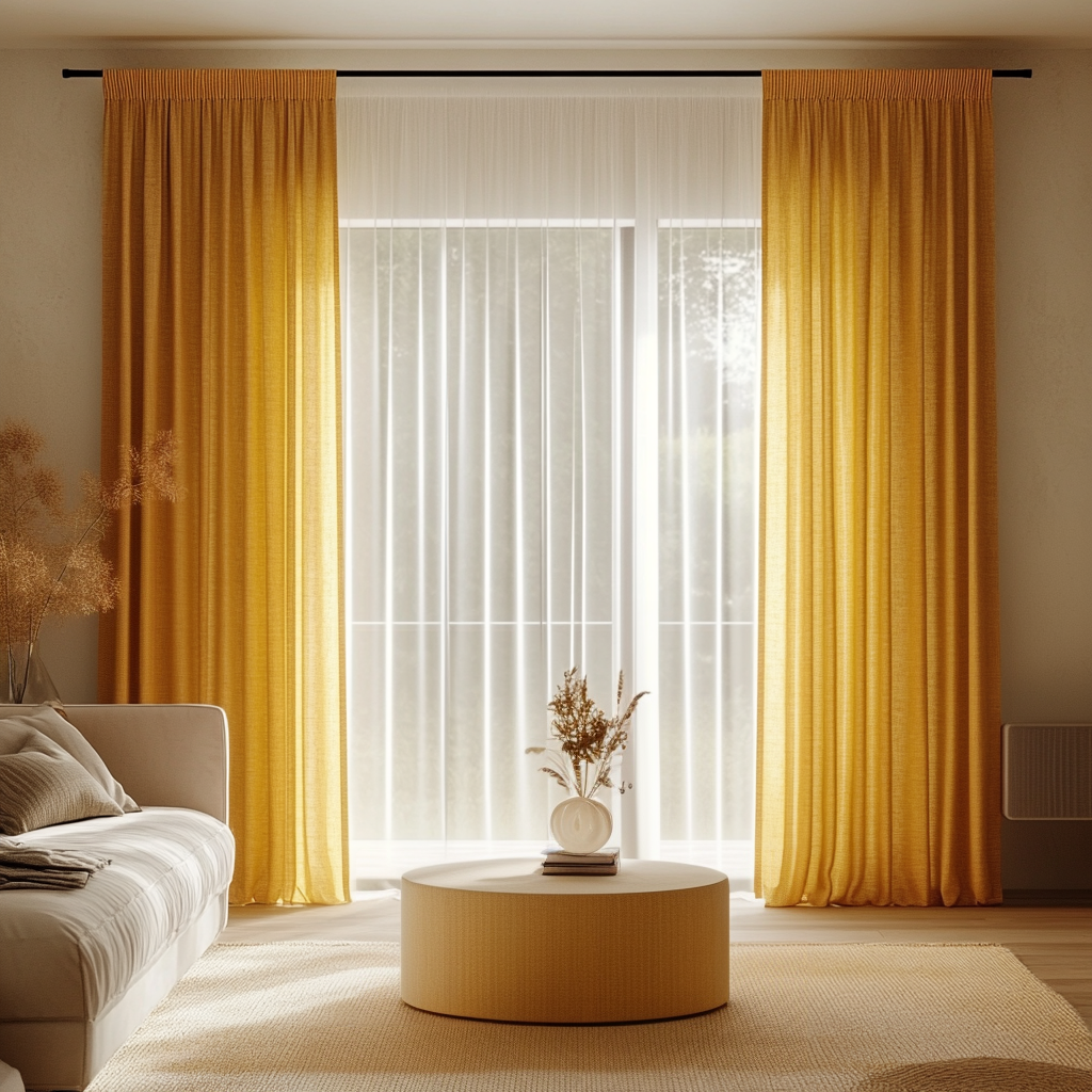 Pencil Pleat Linen Curtains For Living Room