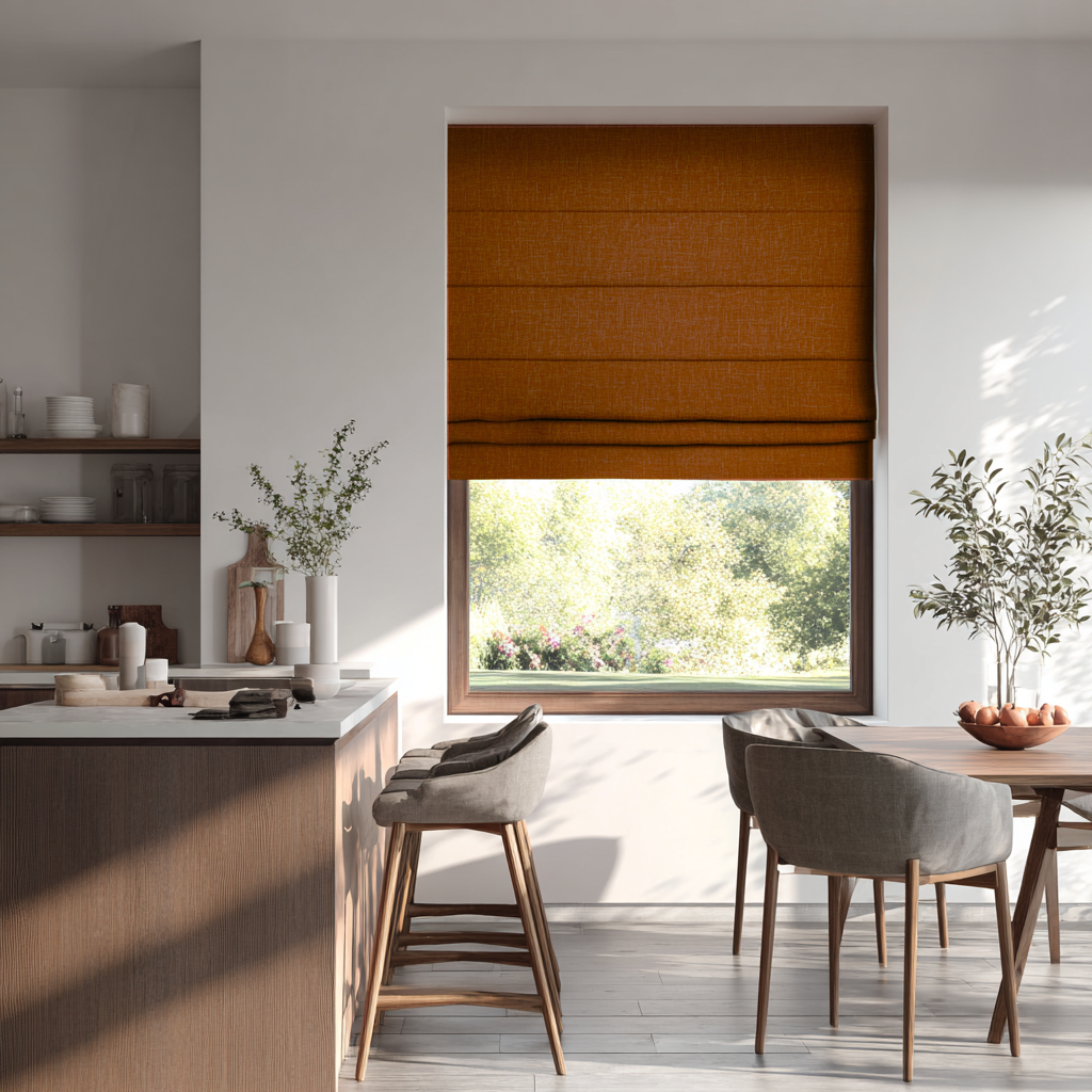 Terracotta Linen Blackout Roman Shades