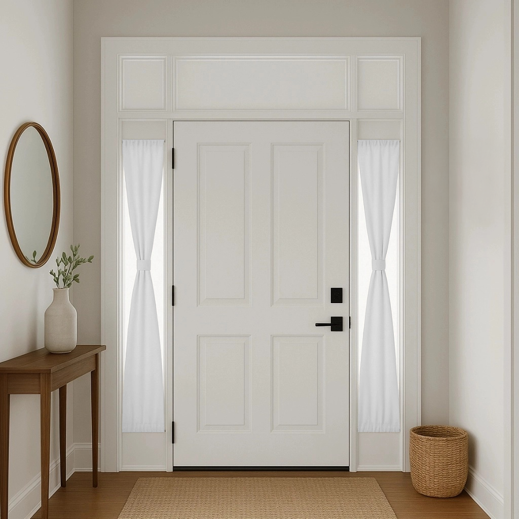 White blackout sidelight curtains