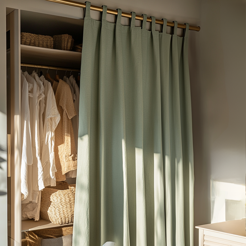 Tab Top Asparagus Closet Linne Curtain