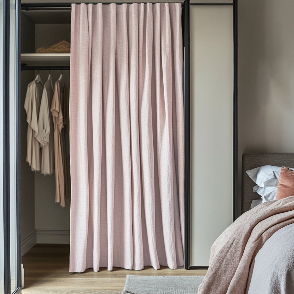 Dusty Pink  Back Tab Closet Linen Curtain