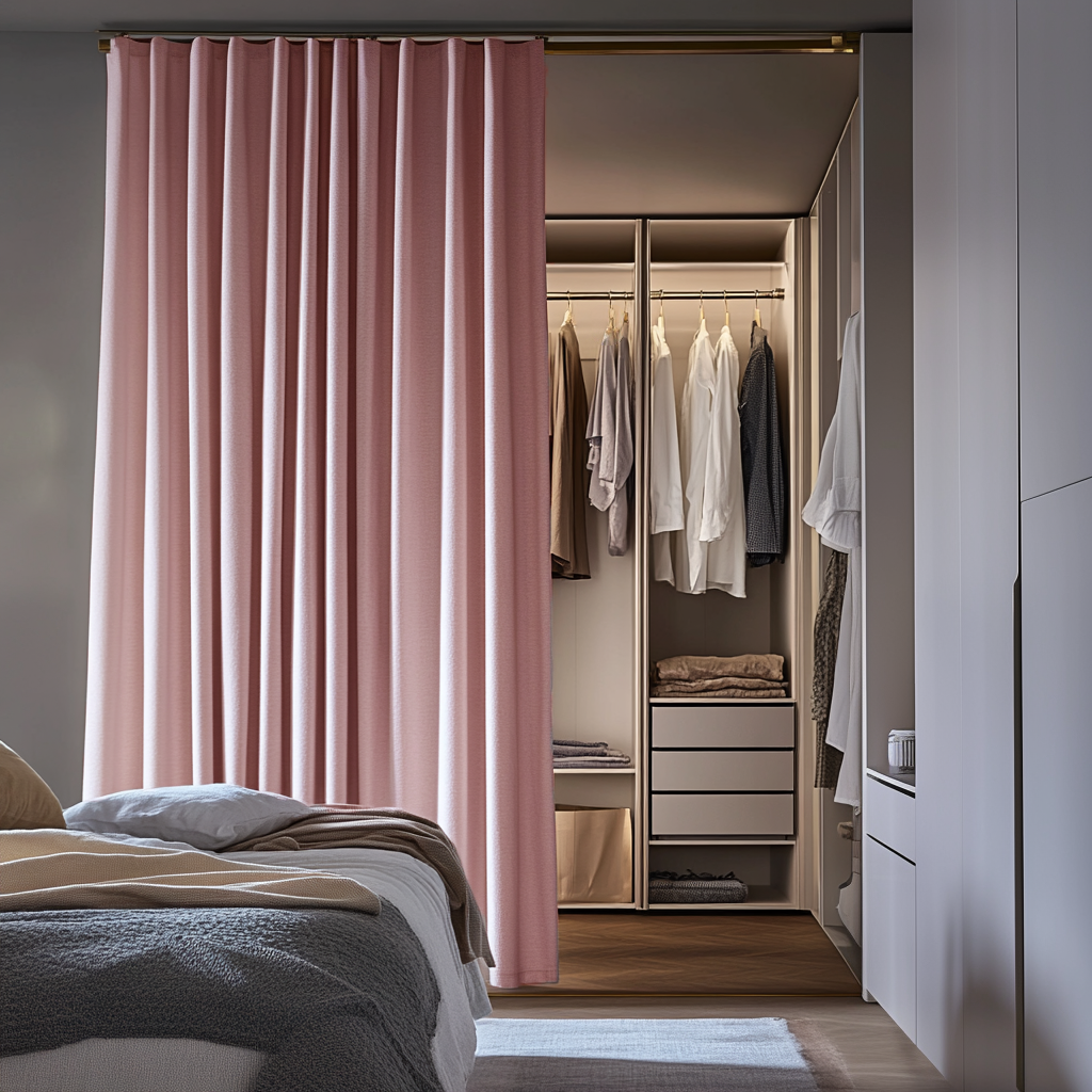 Dusty Rose Back Tab Closet Linen Curtain