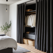 Black Tab Tab Closet Linen Curtain