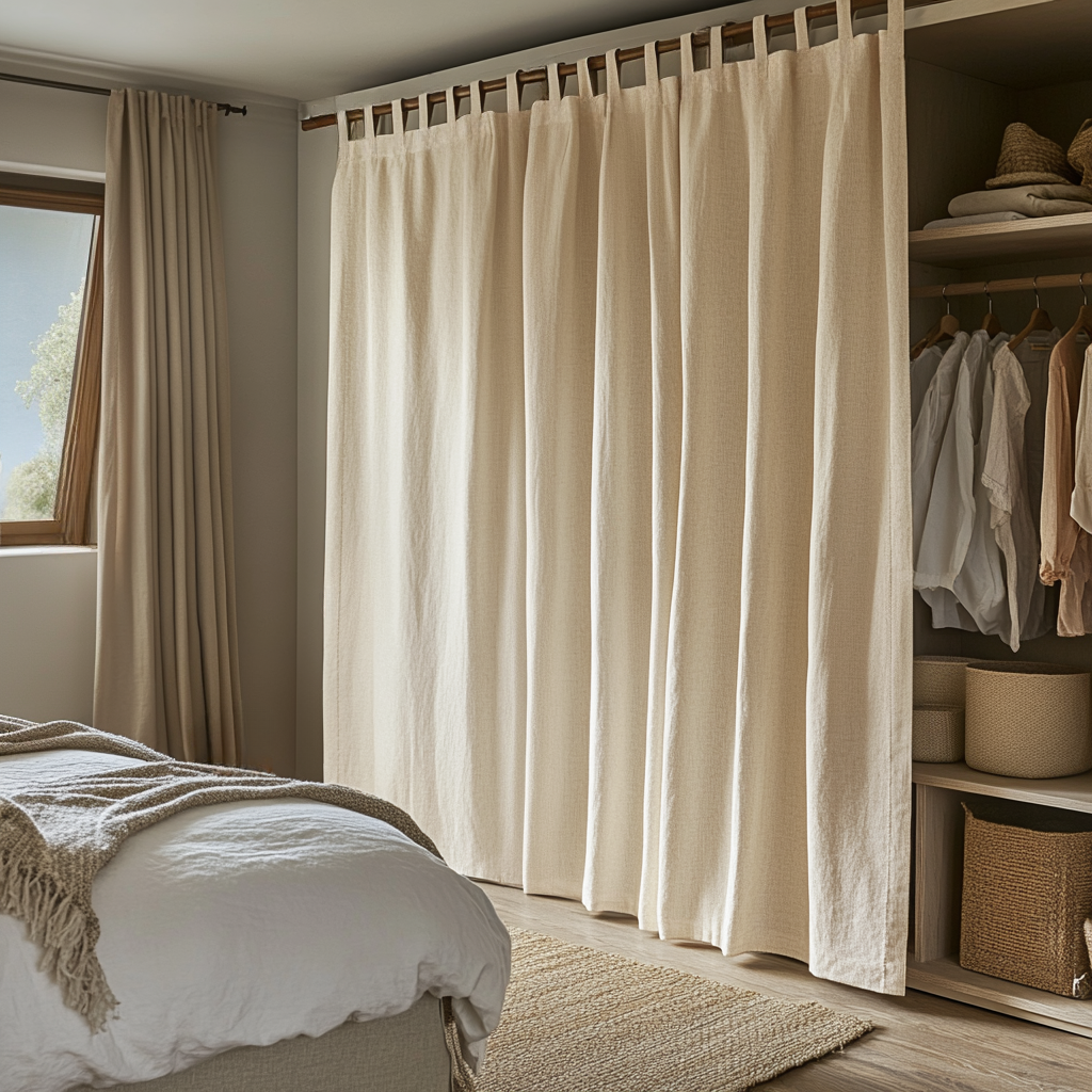 Tab Top Heavy Weight Ecru Closet Curtain