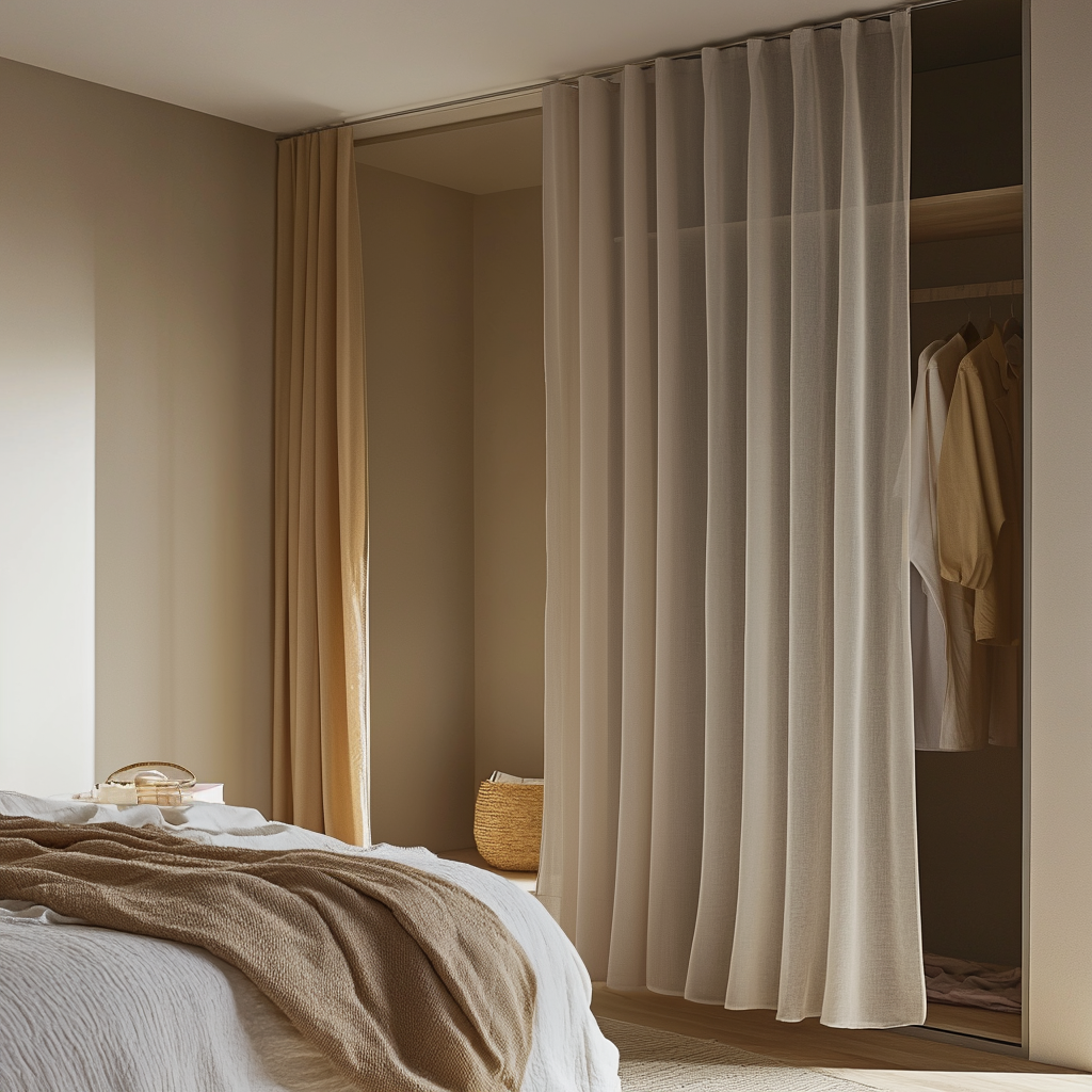 Natural Linen Sheer Closet Curtain