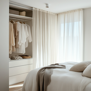 Off-White Linen Sheer Closet Curtain