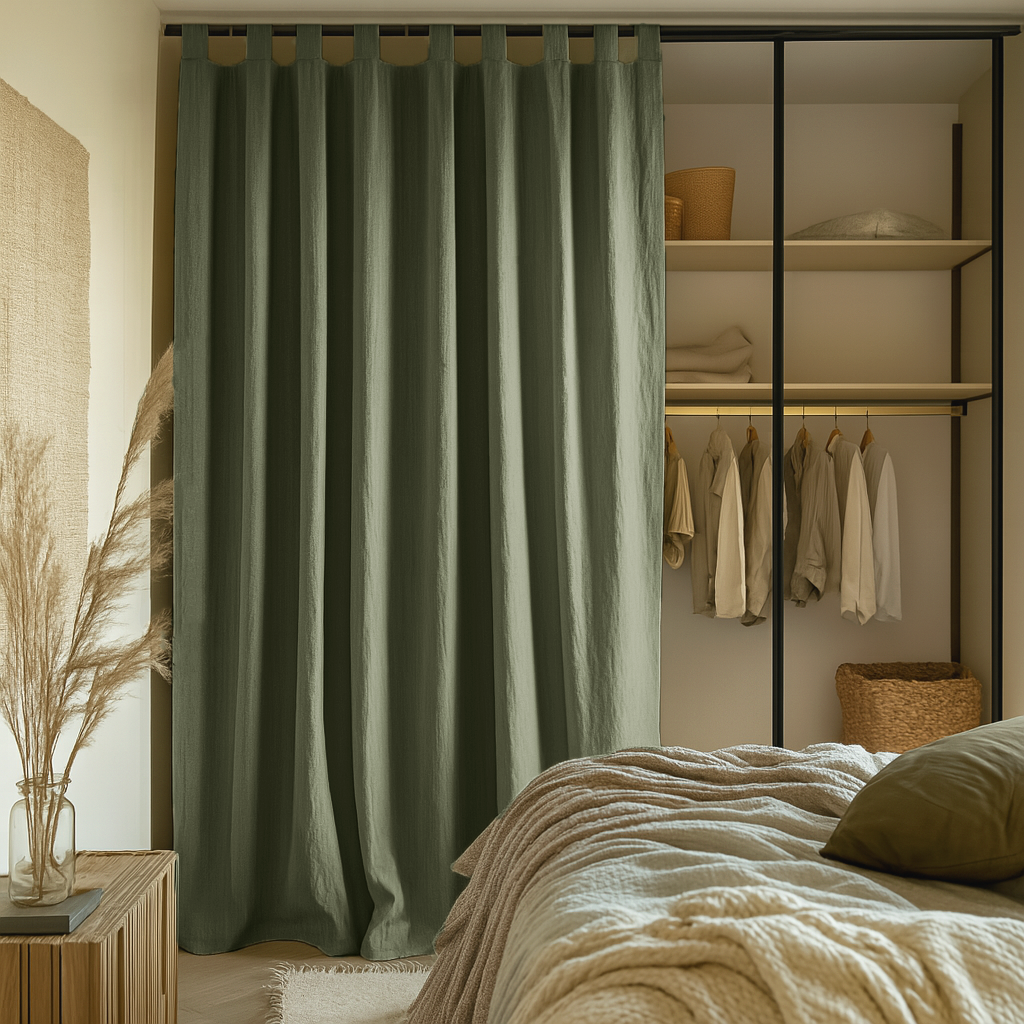 Sage Green Tab Top Closet Linen Curtain