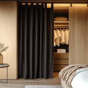 Black Tab Tab Closet Linen Curtain