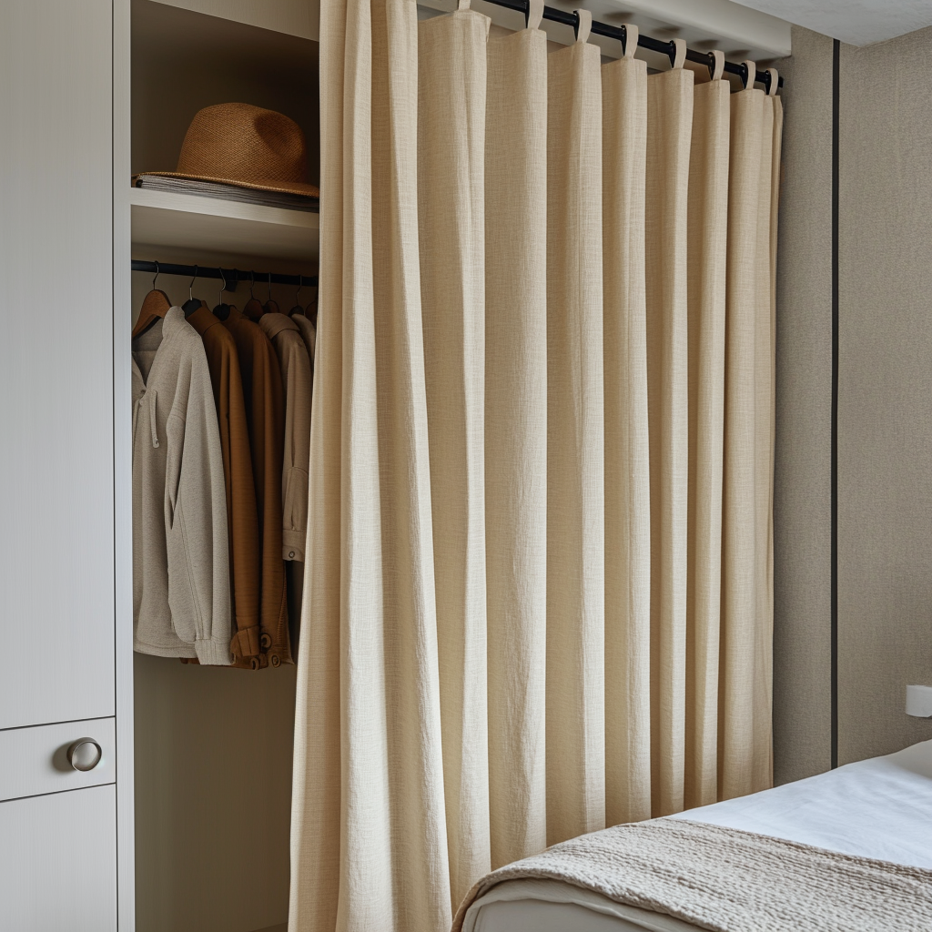 Tab Top Heavy Weight Ecru Closet Curtain