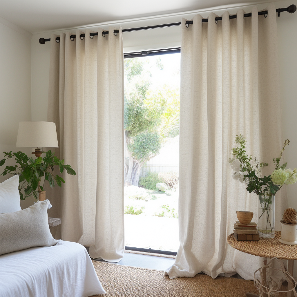 Bedroom Grommet Linen Curtain - Сustom Sizes and Colors - Eyelet Window Treatments