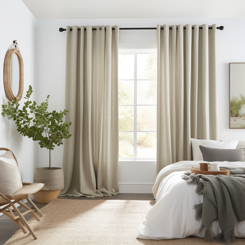Bedroom Grommet Linen Curtain with Blackout Lining - Сustom Sizes and Colors - Linen Window Treatments - Eyelet Top Drapes