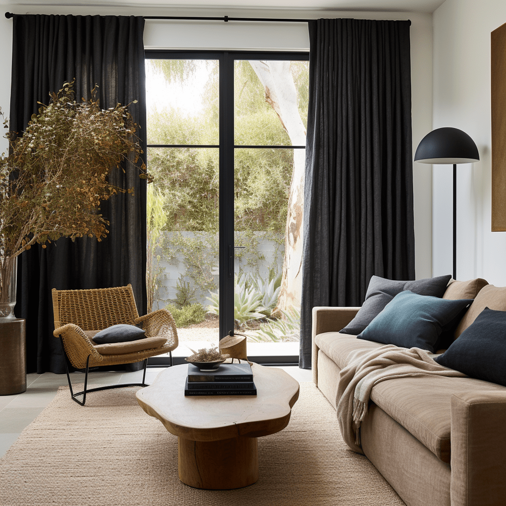 Black Linen Curtains - Cotton Lining and Back Tabs - Privacy Linen ...