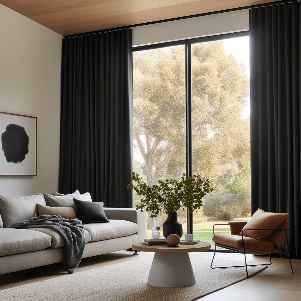 Black S-fold Thermal Insulated Curtain - Total Blackout Linen Curtain - Suitable for Rings and Hooks or Tracks - Natural Linen Insulated Curtains for Windows