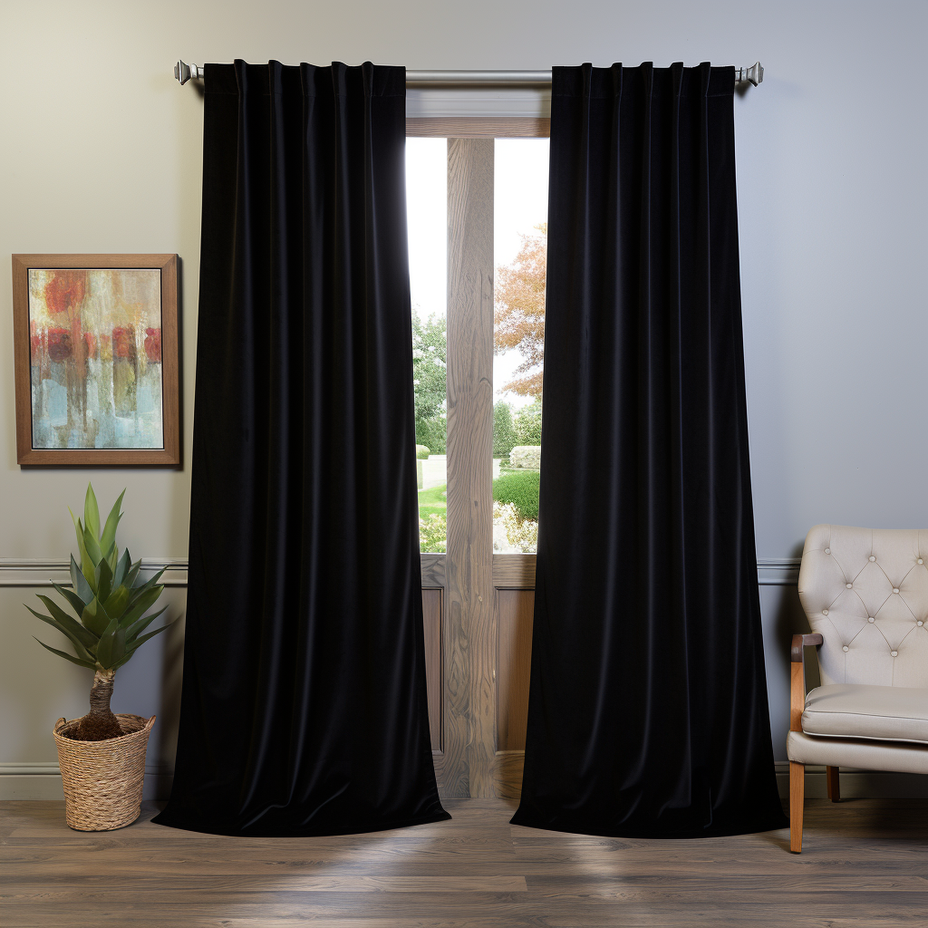 Black Velvet Back Tab Curtain - Custom Sizes and Colors