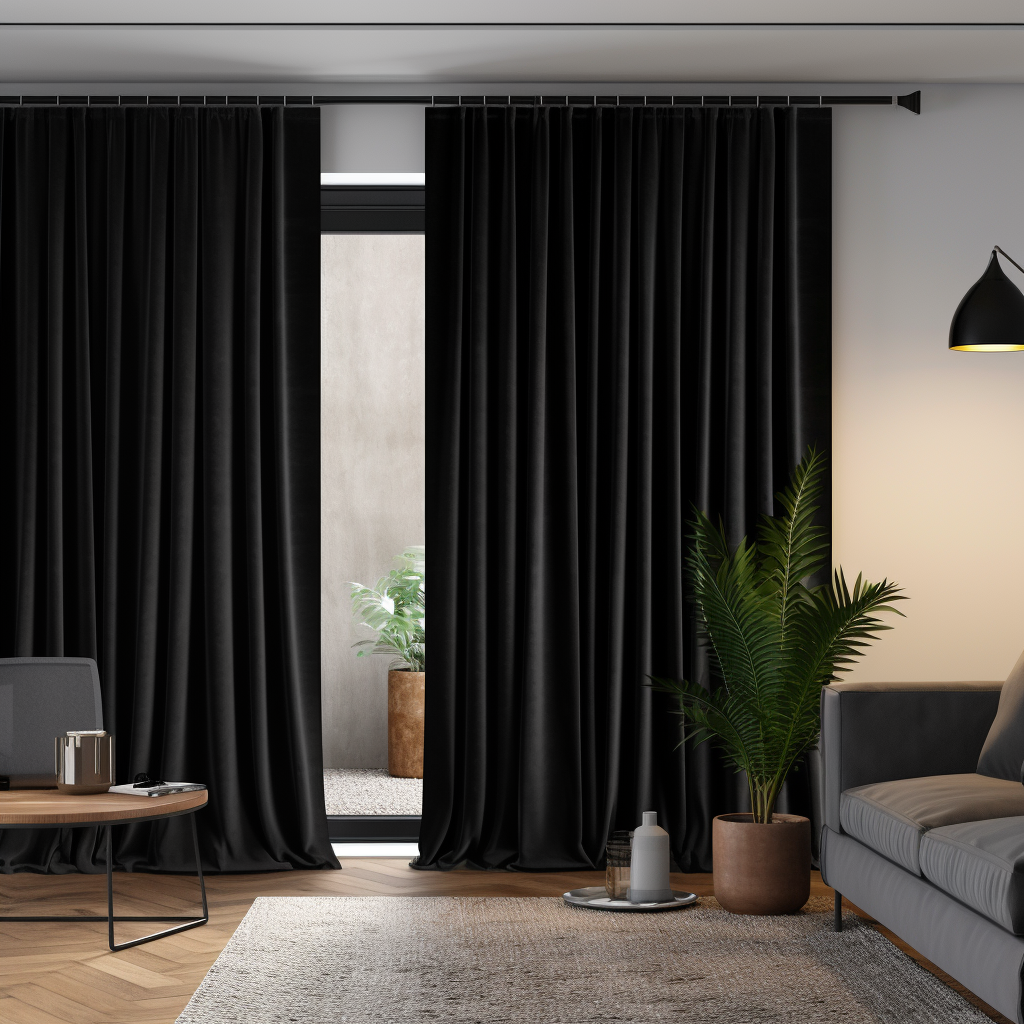 Black Velvet S-Fold Curtain - Custom Sizes and Colors
