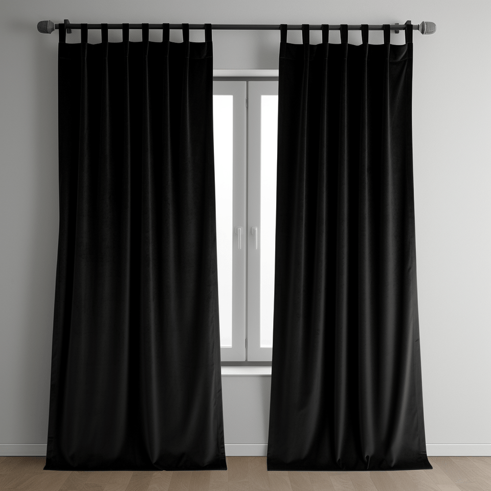 Tab Top Black Curtains