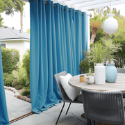 Blue Outdoor Curtains - Waterproof and Windproof - Different Headings and Custom Sizes, Heading: Metal Grommets