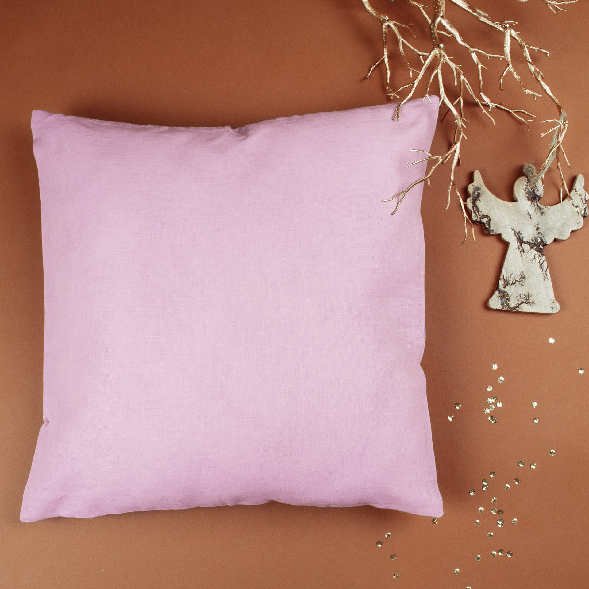 Linen pillow cover, color: Dusty Rose