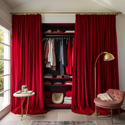 Classic Red Velvet S-Fold Closet Curtains - Custom Width and Length