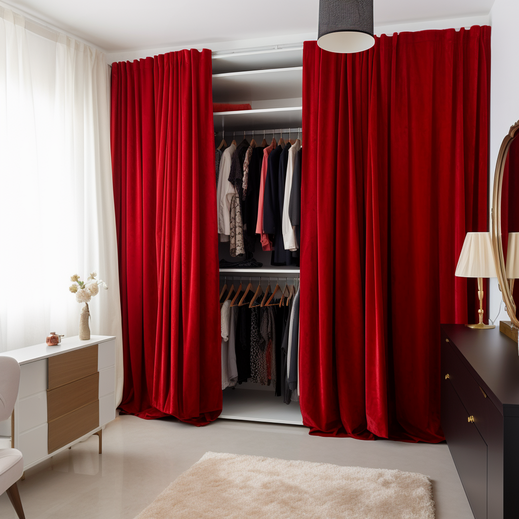Red Velvet Closet Curtain - Custom Width and Length - Other Colors Available