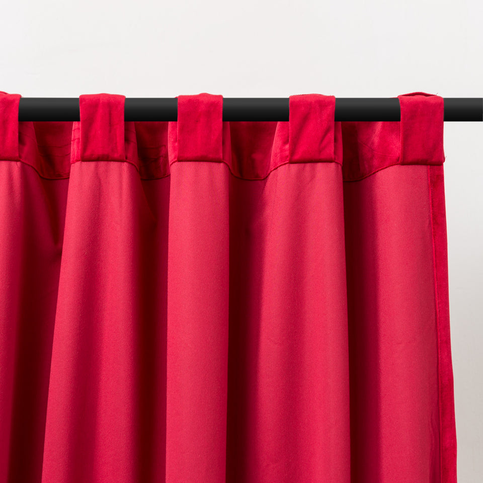 Classic Red Velvet Blackout Back Tab Curtains - Custom Sizes: 63