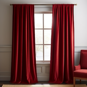 Classic Red Velvet Blackout Rod Pocket Curtain - Custom Sizes and Colors