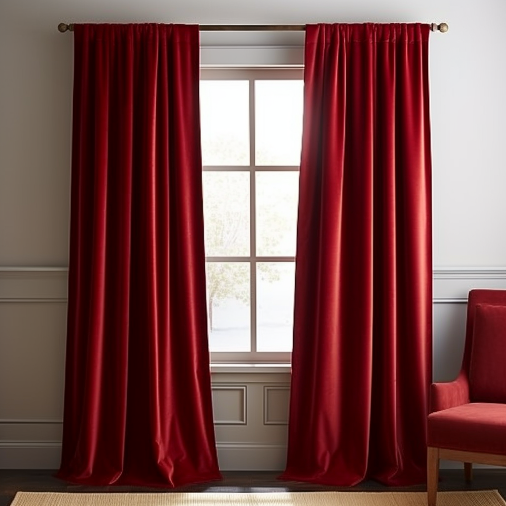 Classic Red Velvet Rod Pocket Curtain - Custom Sizes and Colors