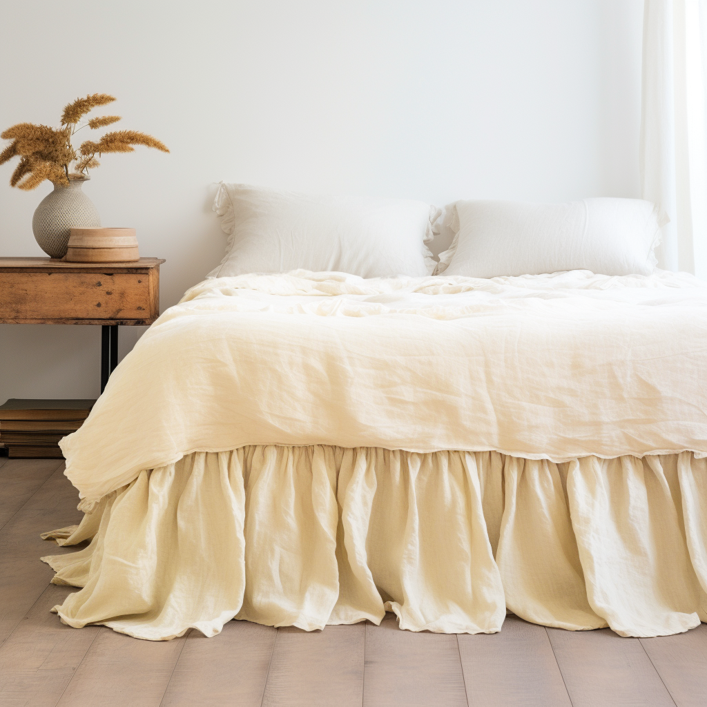 Cream Linen Bed Skirt Twin Twin XL Full Double Queen King Cal King Queen 60 x 80 22 Yes
