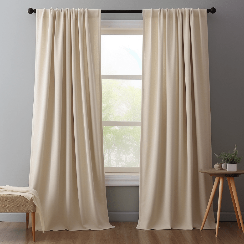 Cream Rod Pocket Linen Curtains with Blackout Lining - Custom Sizes: 63 ...