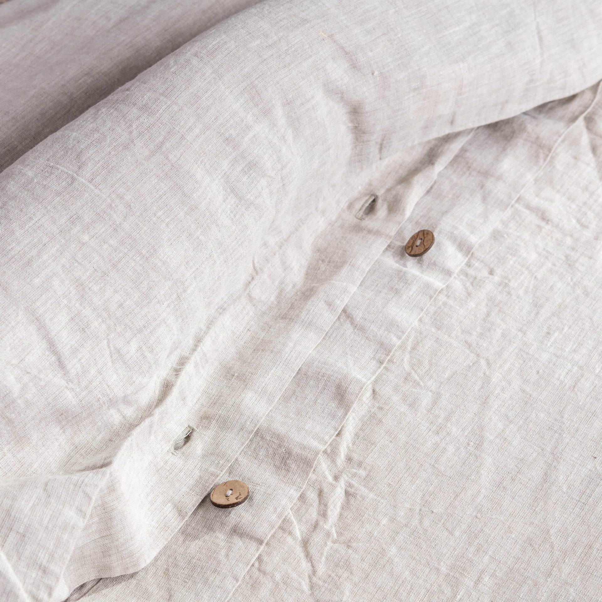 Linen Duvet Cover, Wooden Buttons