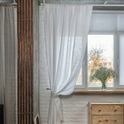 Linen Rod Pocket Curtain, Color: White