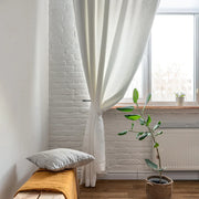 Cotton Lined Curtains, Color:Off-White