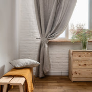 Linen Blackout Curtains with tie back, Color: Natural