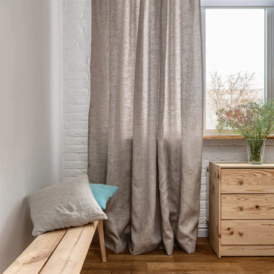 Cotton Lined Natural Color Curtains, Color: Natural