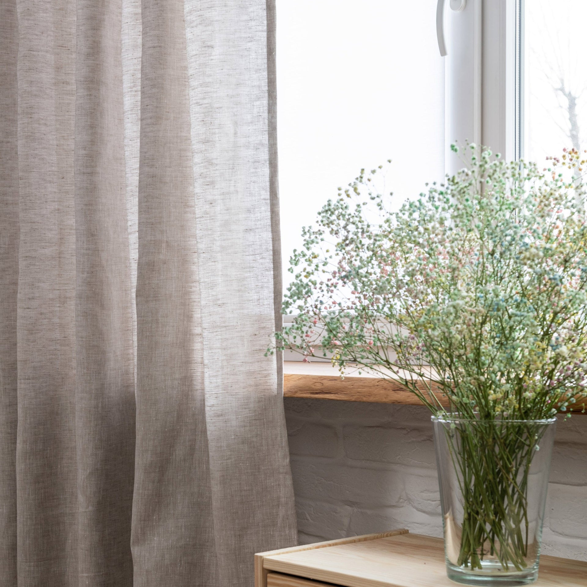 Color:Natural, Cotton Lined Curtain