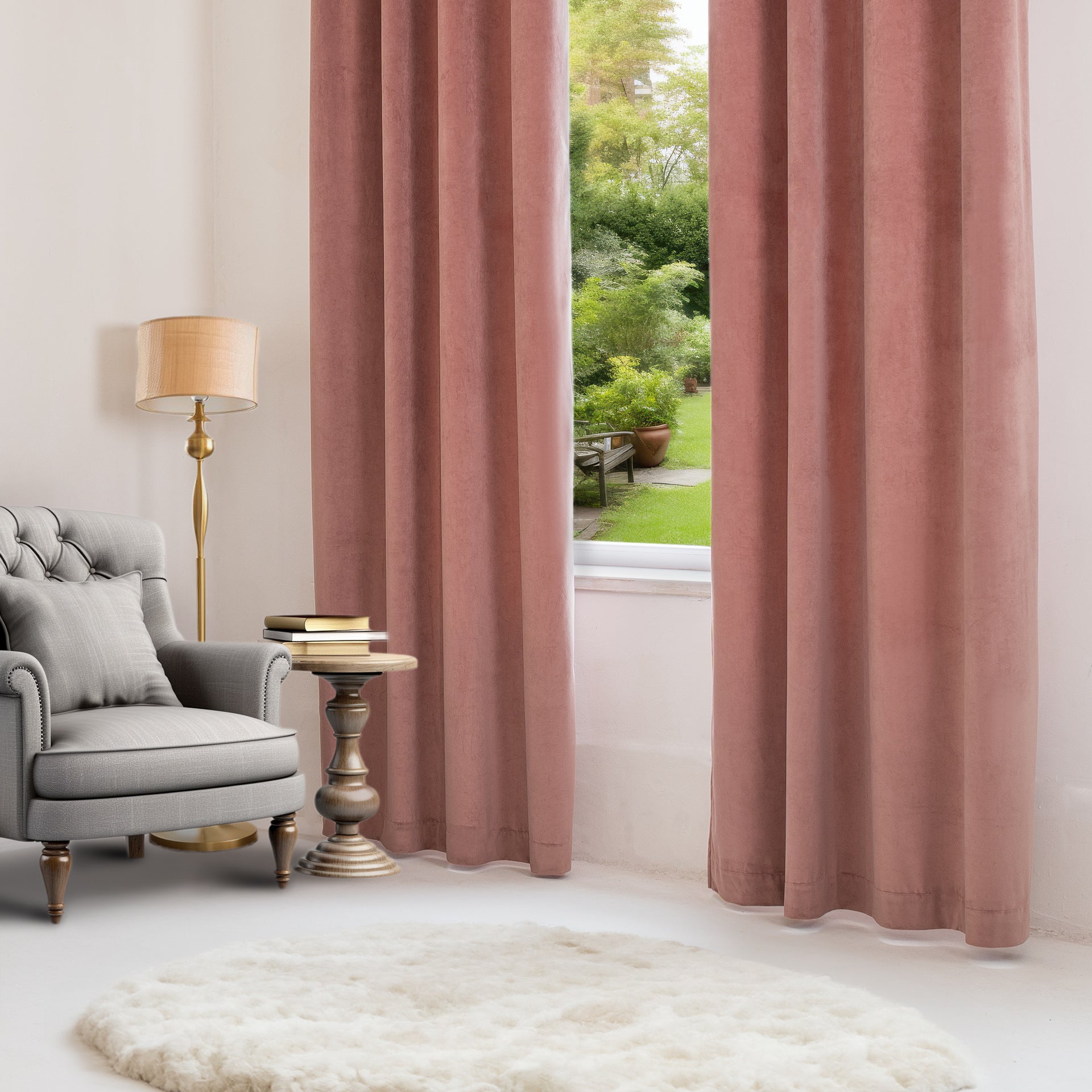 Pink Velvet Grommet Curtain - Custom Sizes and Colors