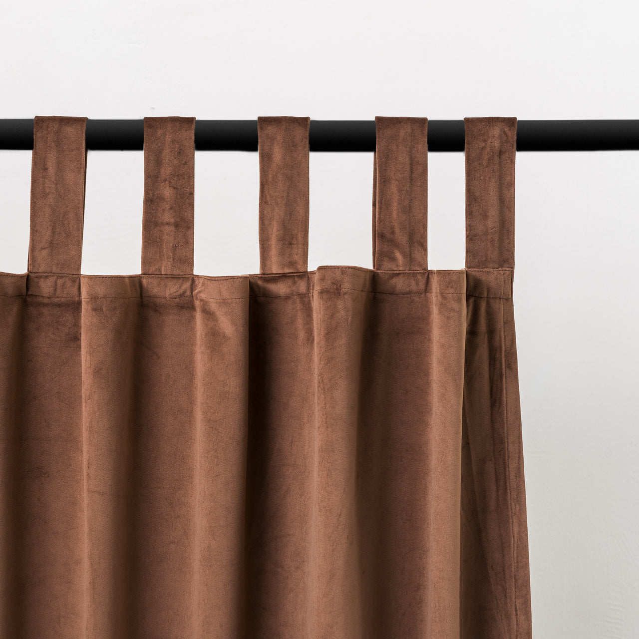 Chocolate Brown Velvet Tab Top Curtain - Custom Sizes and Colors