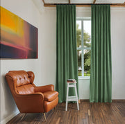 Fern Green Pinch Pleat Velvet Curtain