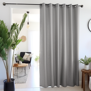 Door Linen Grommet Curtain Panel - Custom Width and Length, Color: Stone Grey