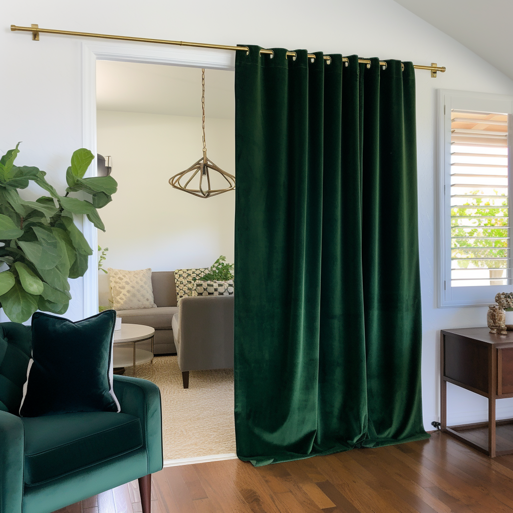 Door Velvet Thermal Blackout Eyelet Curtain Panel - Custom Width and Length, Color: Emerald Green