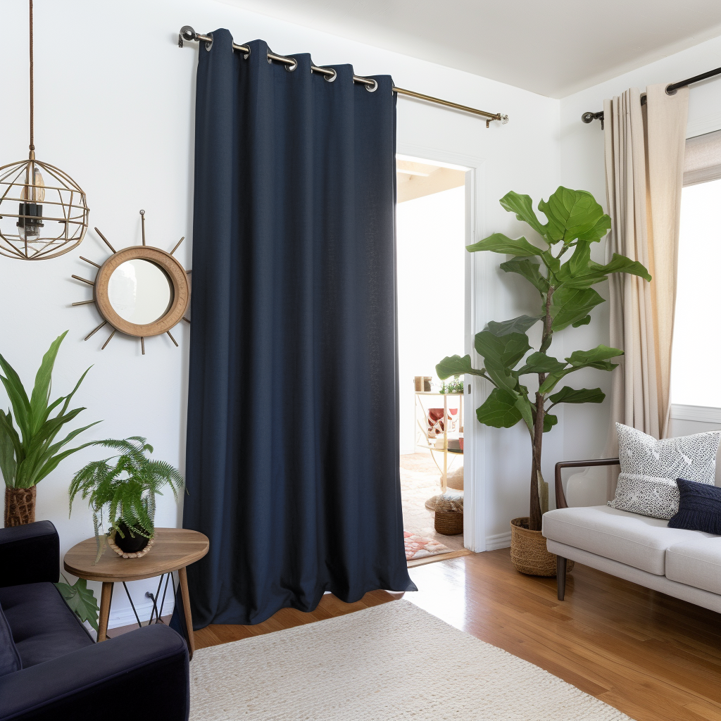 Door Linen Thermal Blackout Eyelet Curtain Panel - Custom Width and Length, Color: Royal Blue