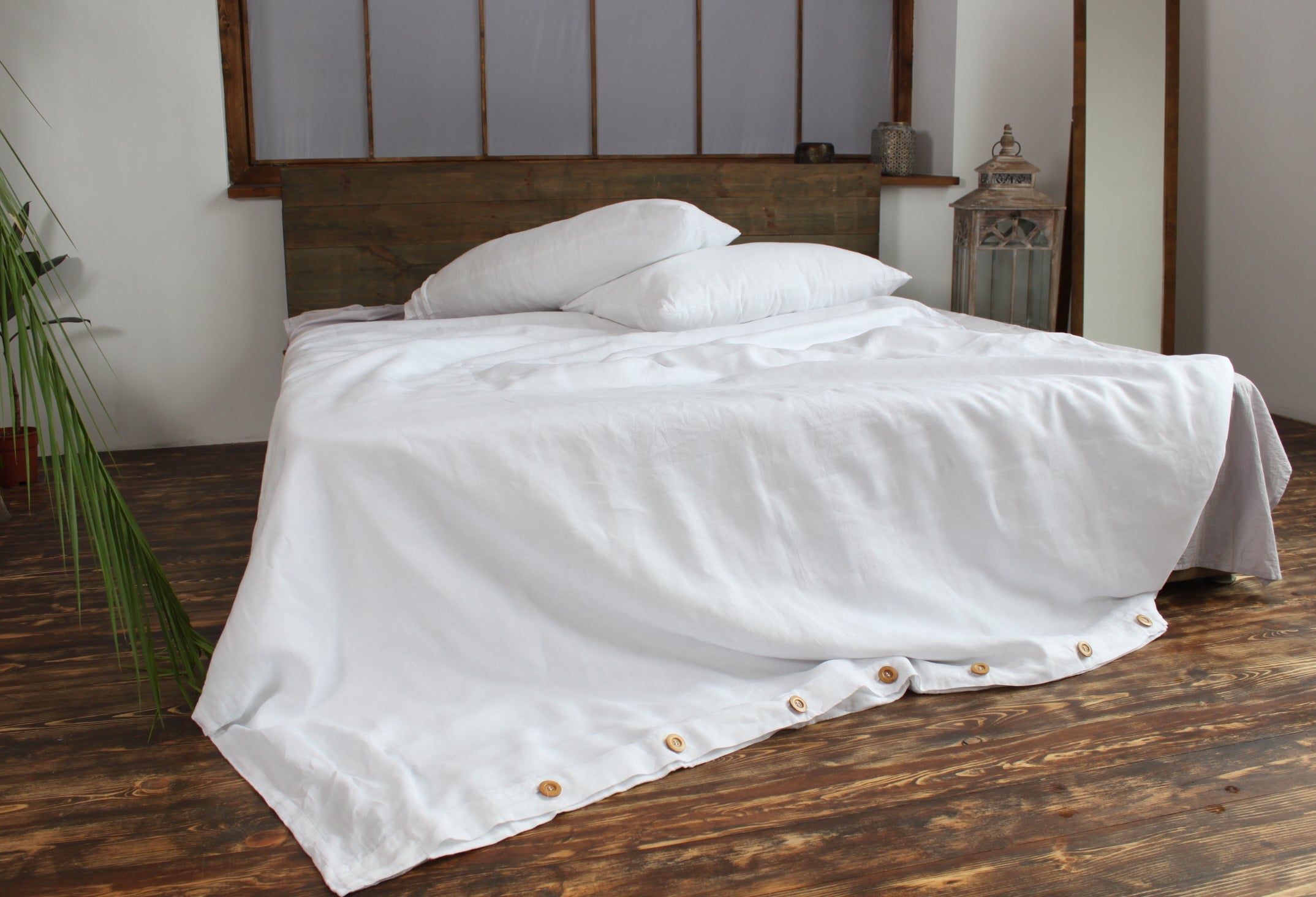 Natural Linen Duvet Cover - Zipper or Buttons Closure - King, Queen, T