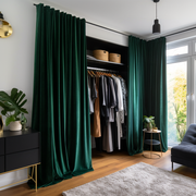 Emerald Green Velvet Back Tab Closet Curtains - Custom Width and Length