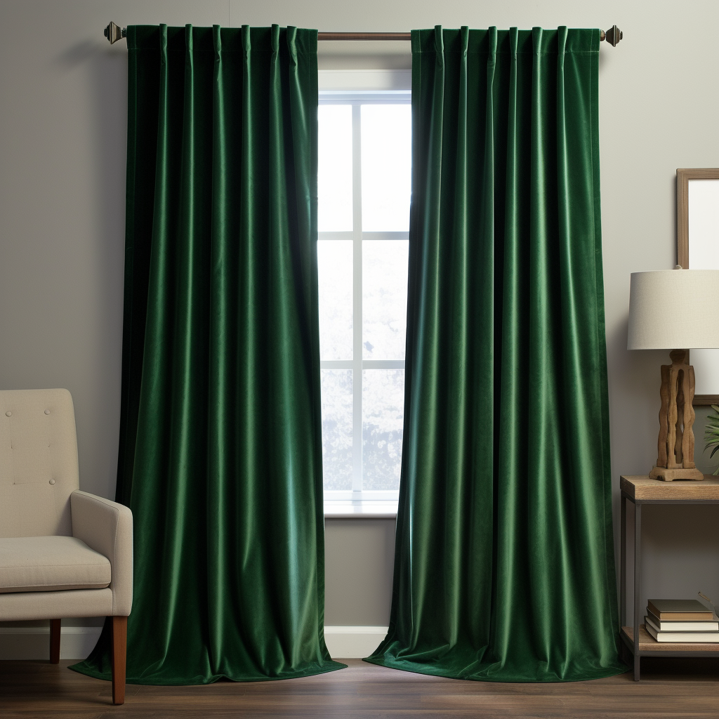 Emerald Green Velvet Back Tab Curtain - Custom Sizes and Colors