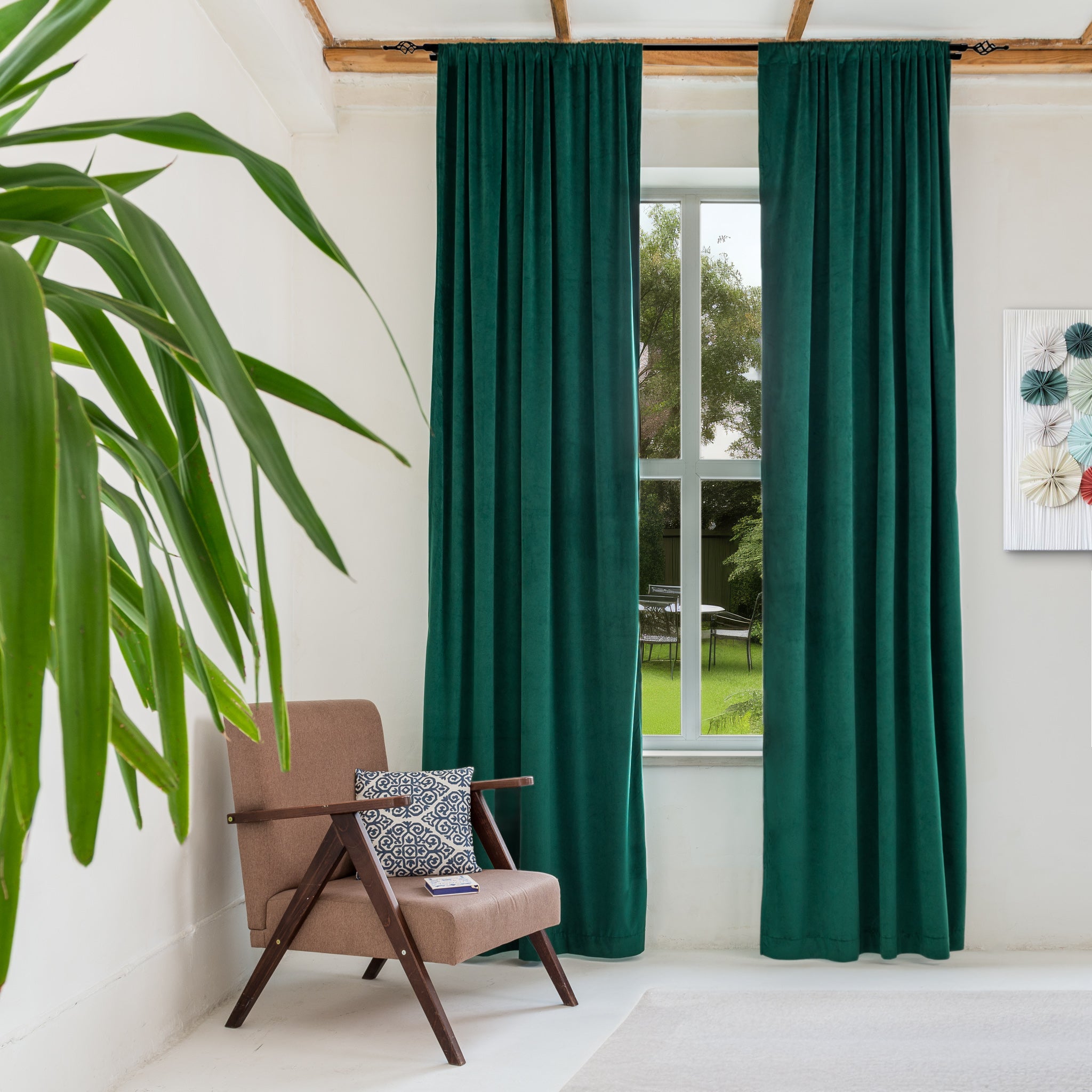 Emerald Green Velvet Blackout Rod Pocket Curtains Custom Sizes 63 84 90 95 96 108 120