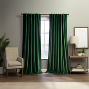 Emerald Green Velvet Blackout Back Tab Curtain - Custom Sizes and Colors