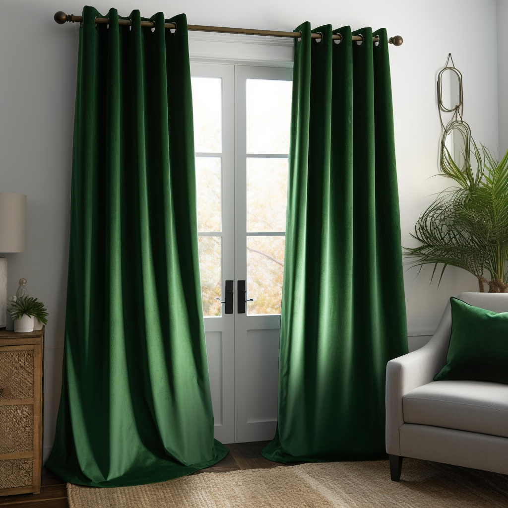Emerald Green Velvet Blackout Grommet Curtain - Custom Sizes and Colors
